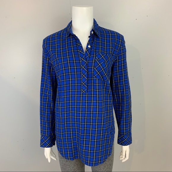 Gap Boyfriend Fit Popover Plaid Shirt - Picture 1 of 8